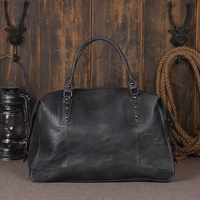 Vintage Leather Travel Weekender Bag for Mens/ Womens