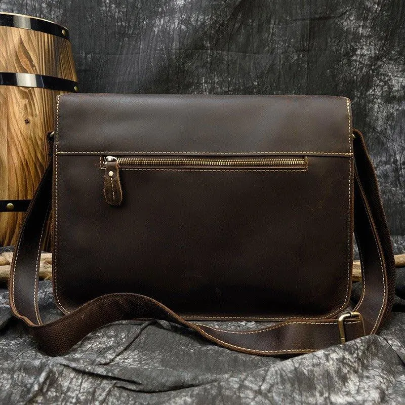 Vintage Messenger Bag Mens Italian Leather