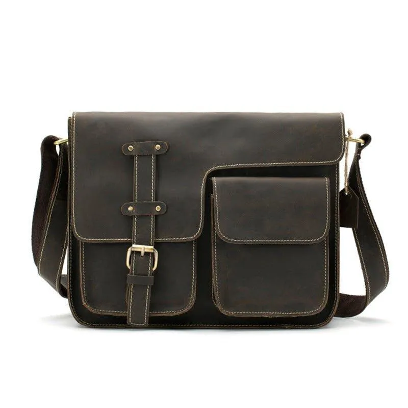 Vintage Messenger Bag Mens Italian Leather