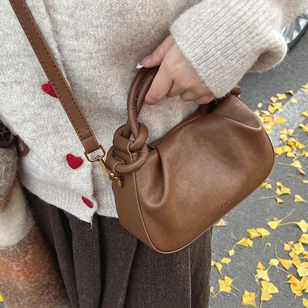 Vintage Small Handbags Purse for Women Vegan Leather Crossbody Shoulder Bag Chic Dating Dumpling Satchels