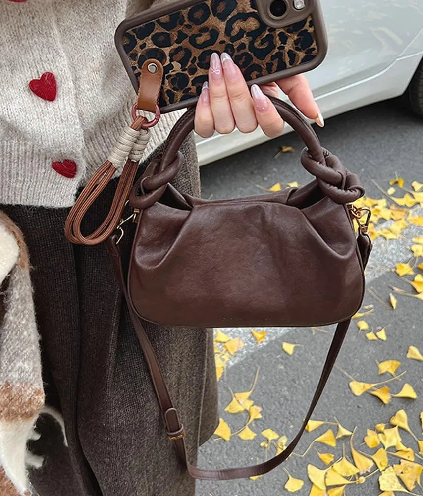 Vintage Small Handbags Purse for Women Vegan Leather Crossbody Shoulder Bag Chic Dating Dumpling Satchels