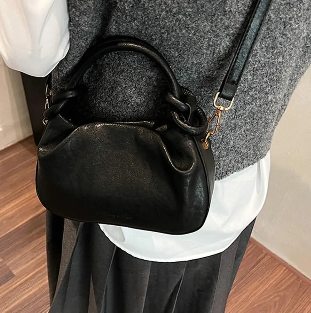Vintage Small Handbags Purse for Women Vegan Leather Crossbody Shoulder Bag Chic Dating Dumpling Satchels