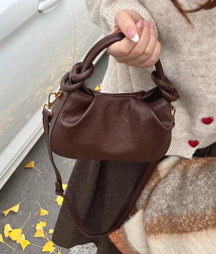 Vintage Small Handbags Purse for Women Vegan Leather Crossbody Shoulder Bag Chic Dating Dumpling Satchels