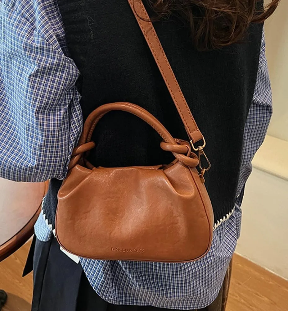 Vintage Small Handbags Purse for Women Vegan Leather Crossbody Shoulder Bag Chic Dating Dumpling Satchels