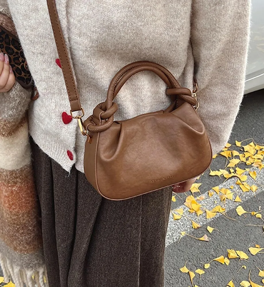 Vintage Small Handbags Purse for Women Vegan Leather Crossbody Shoulder Bag Chic Dating Dumpling Satchels