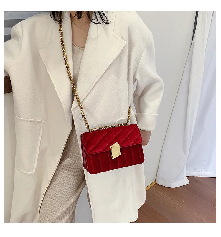 Vintage Velvet Chain Evening Clutch Bag Crossbody Handbags
