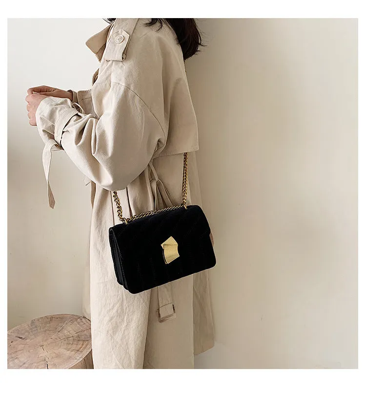Vintage Velvet Chain Evening Clutch Bag Crossbody Handbags