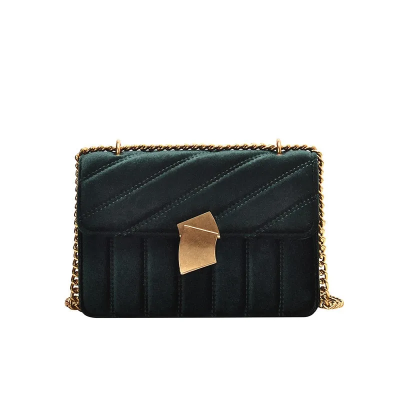 Vintage Velvet Chain Evening Clutch Bag Crossbody Handbags