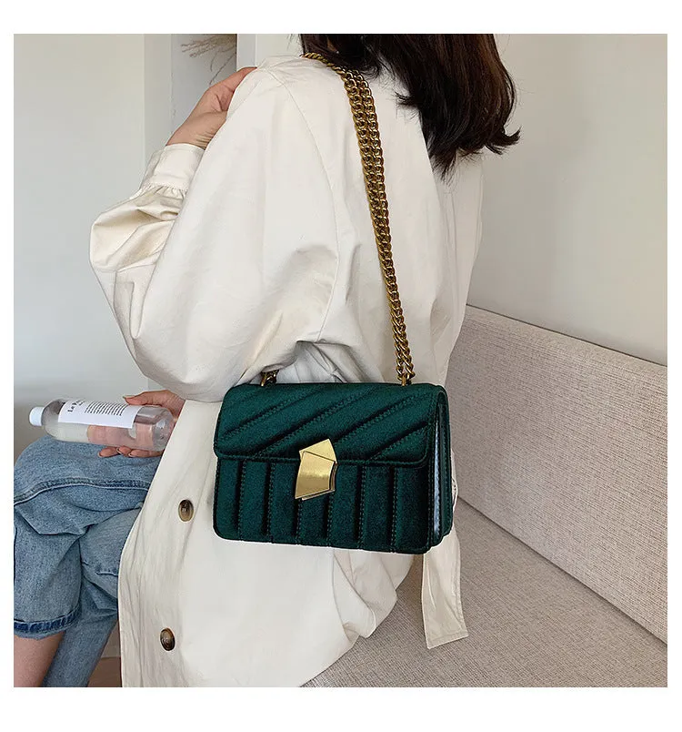 Vintage Velvet Chain Evening Clutch Bag Crossbody Handbags