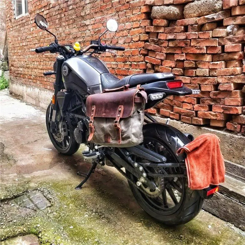 Waxed Canvas Laptop Briefcase Bag Motorcycle Saddlebags