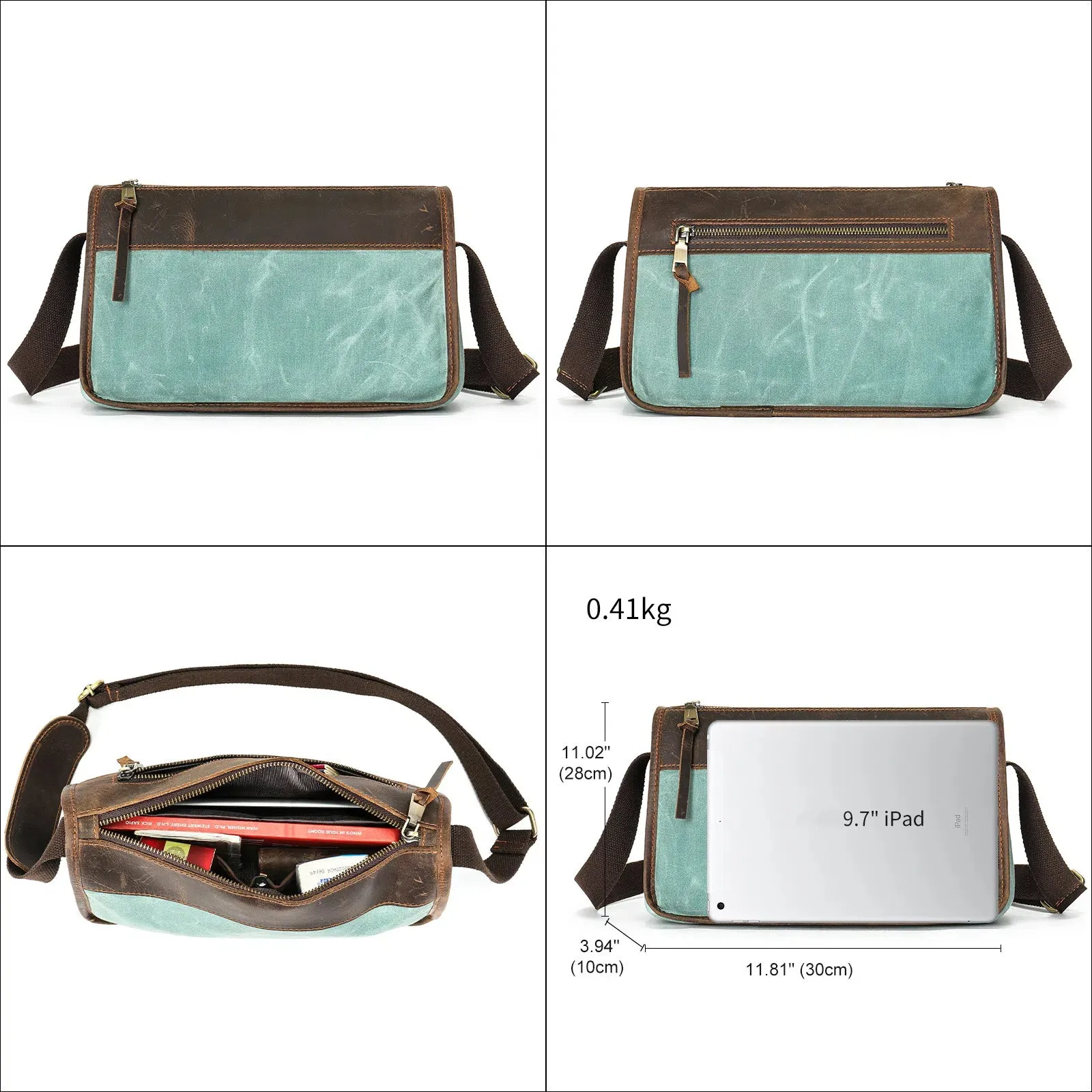 Waxed Canvas Leather Messenger Bag