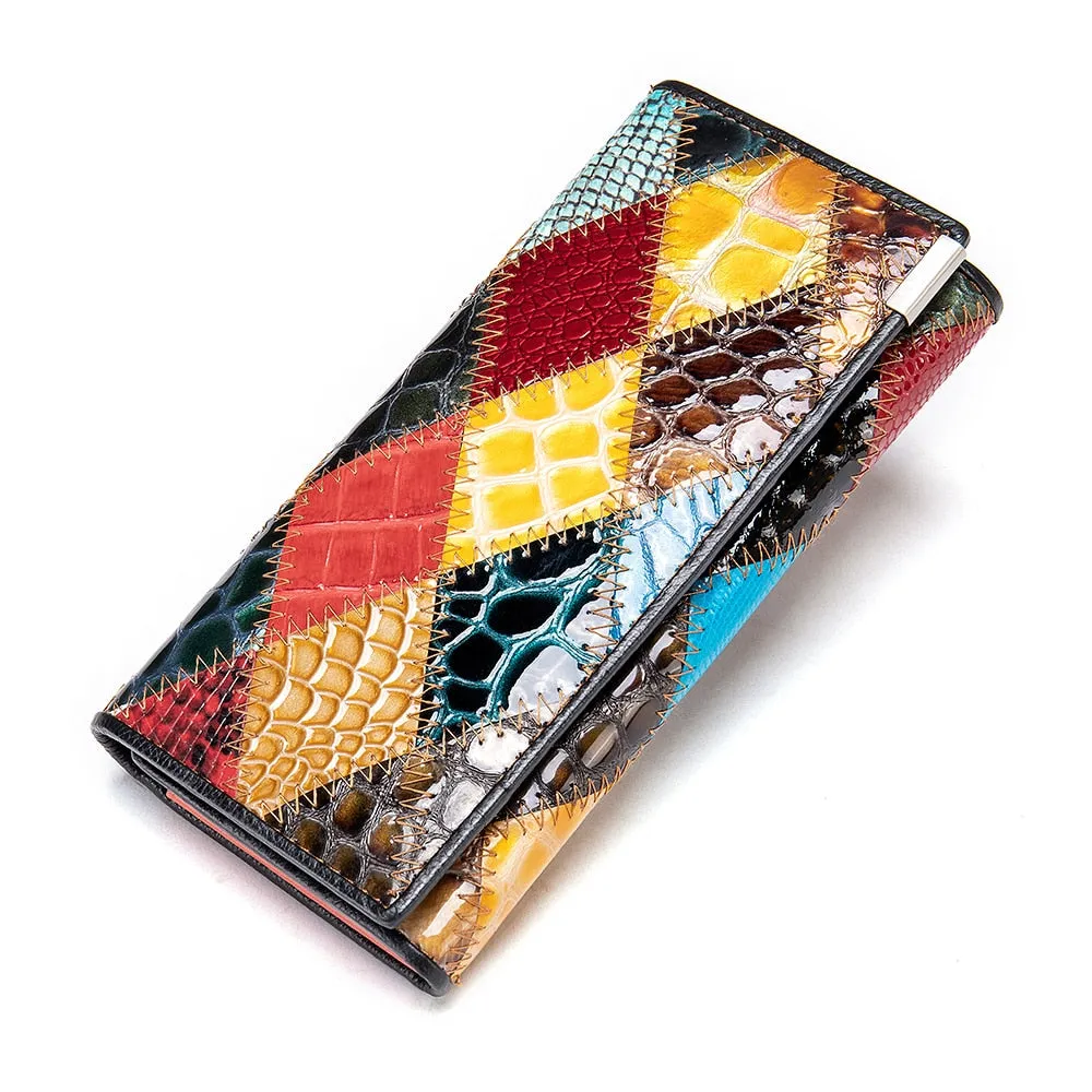 WESTAL Women&#39;s Wallet Luxury Genuine Leather Wallets for Women 2021 Patchwork Woman Wallets Long Cell Phone Wallet Cards Holder