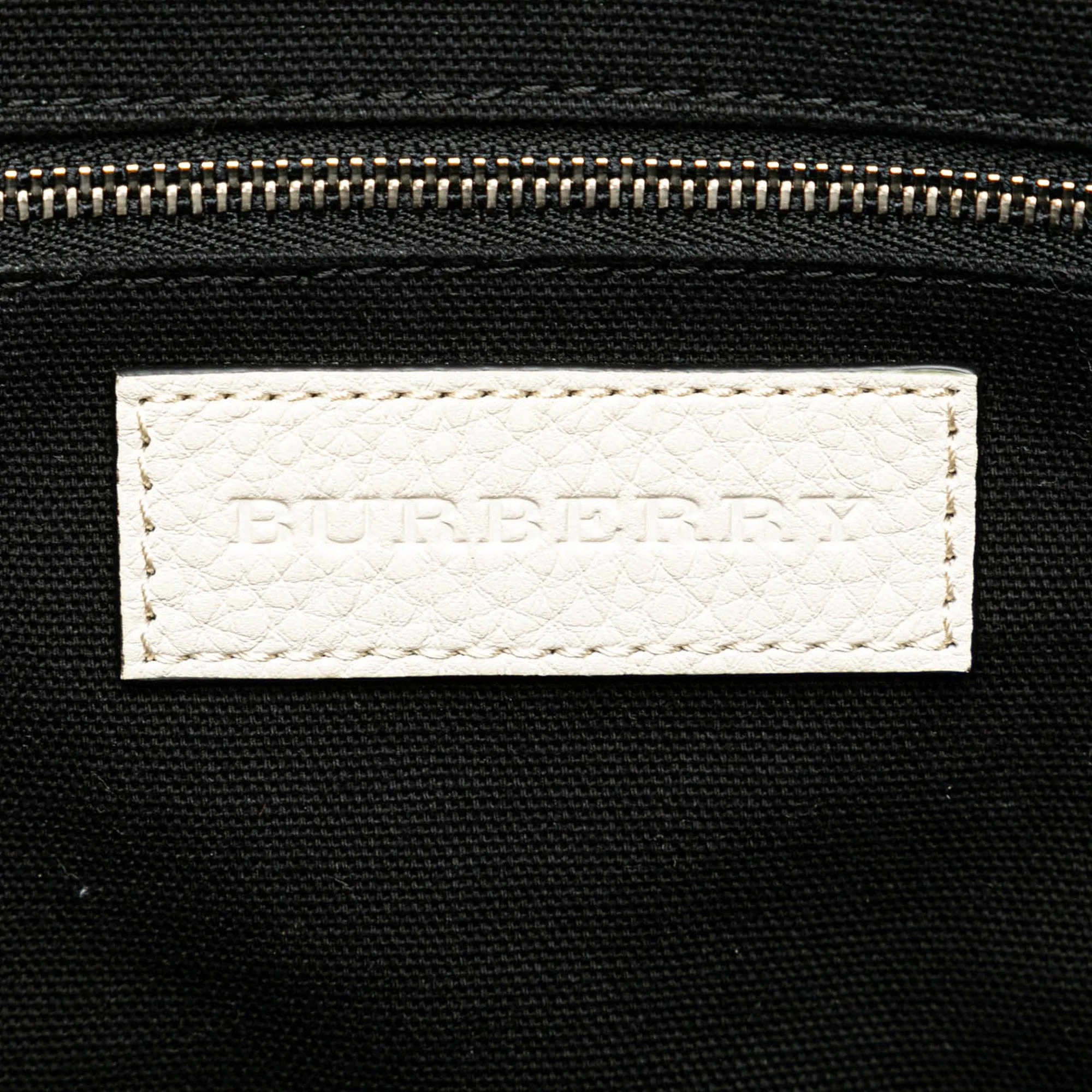 White Burberry Mega Check Trimmed Leather Harcourt Satchel