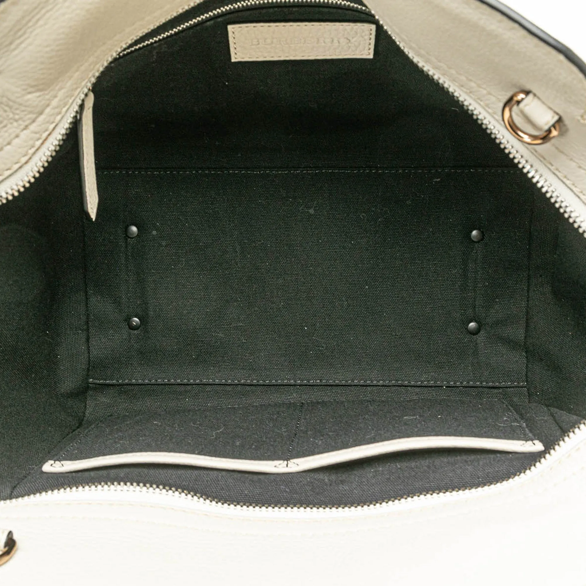 White Burberry Mega Check Trimmed Leather Harcourt Satchel
