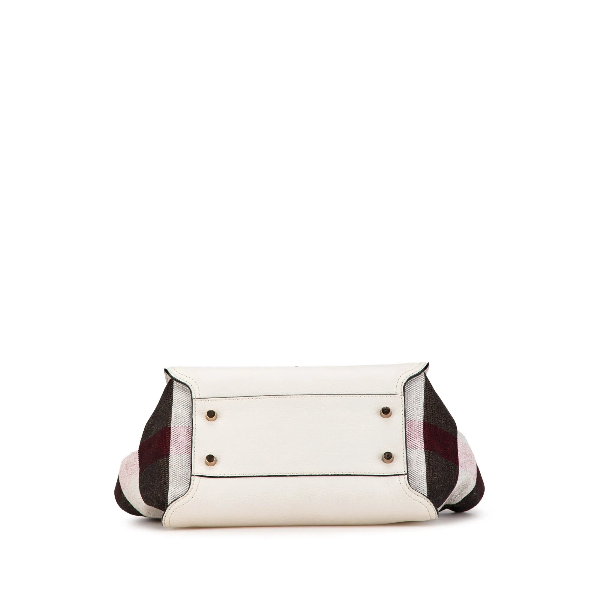 White Burberry Mega Check Trimmed Leather Harcourt Satchel