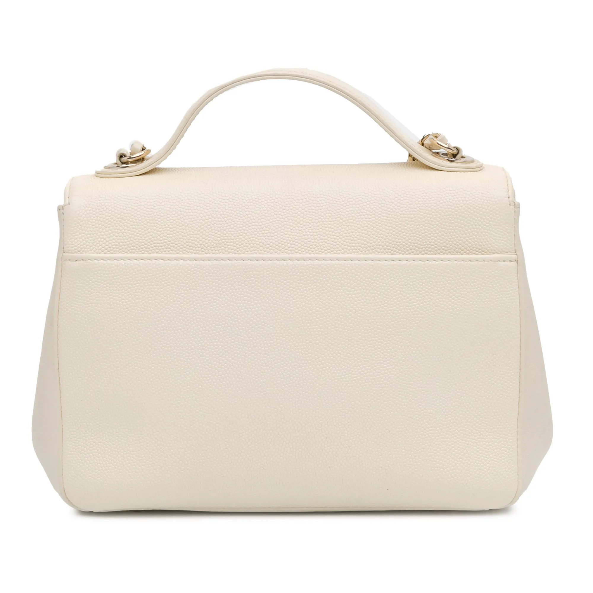 White Chanel Small Caviar Business Affinity Top Handle Flap Satchel