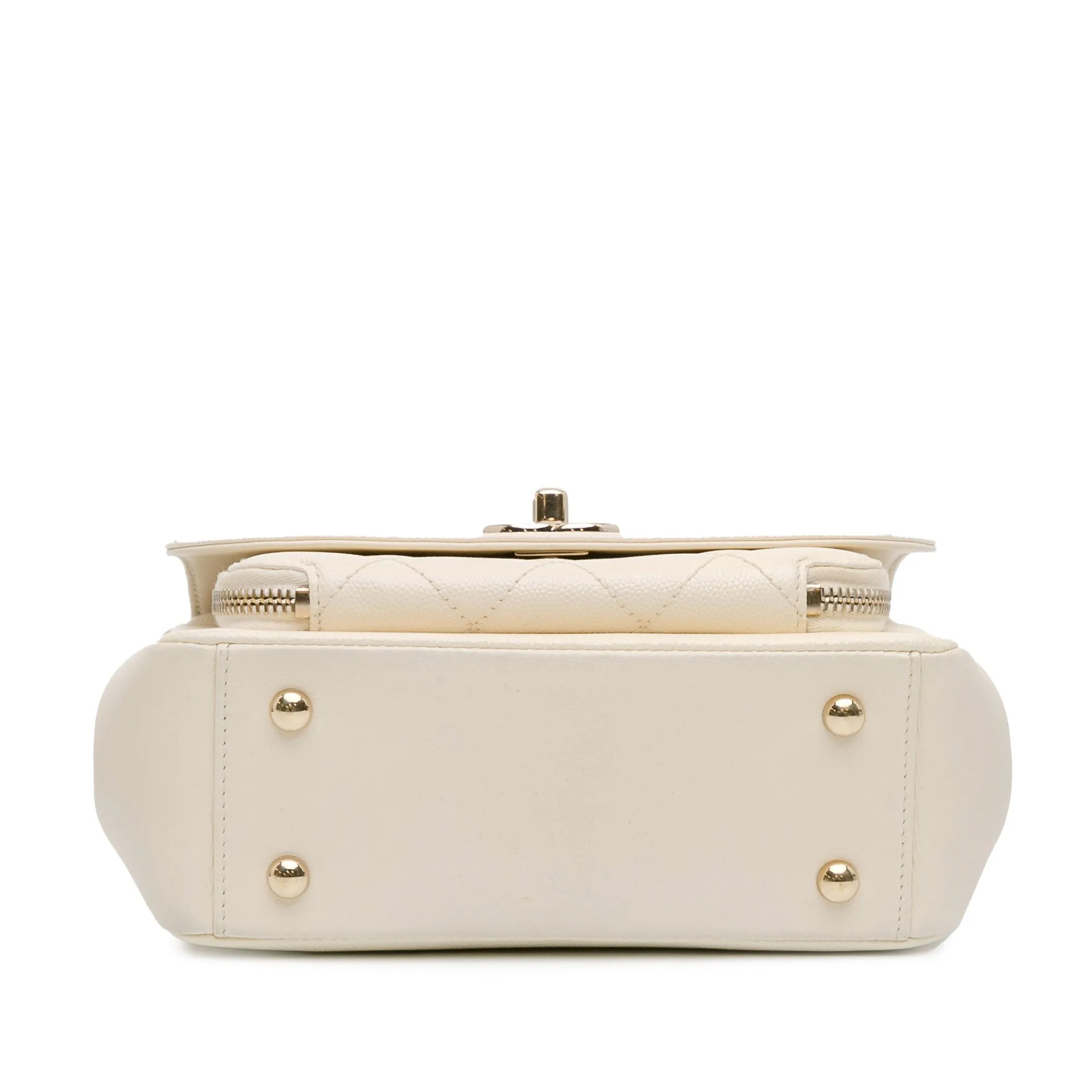 White Chanel Small Caviar Business Affinity Top Handle Flap Satchel