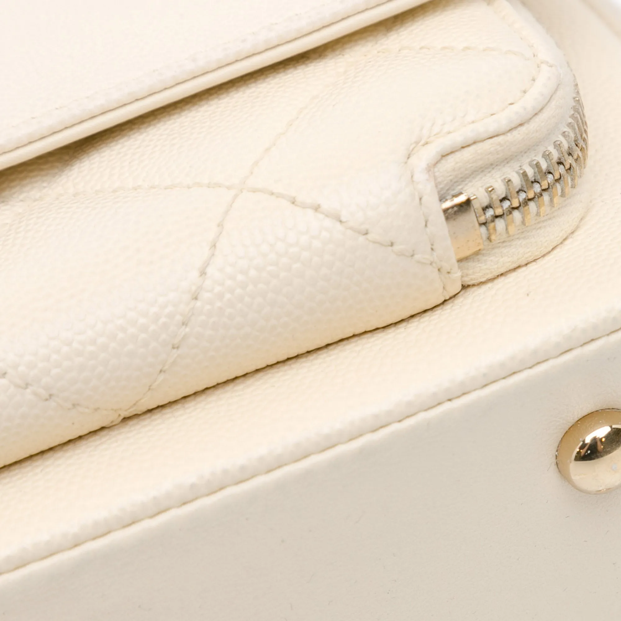 White Chanel Small Caviar Business Affinity Top Handle Flap Satchel