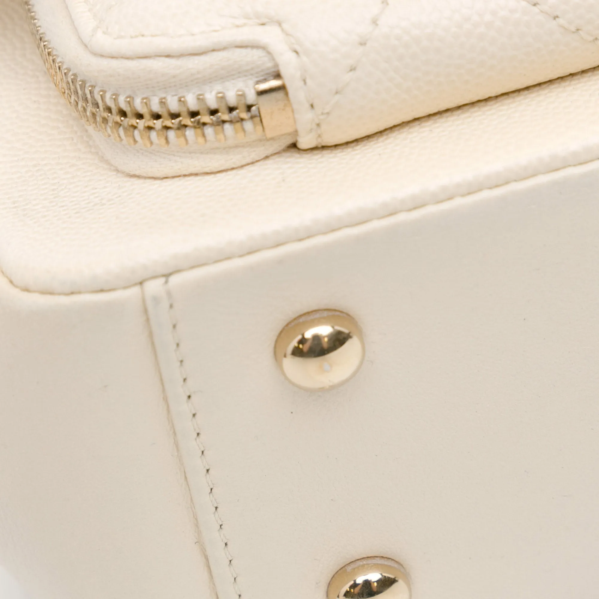 White Chanel Small Caviar Business Affinity Top Handle Flap Satchel