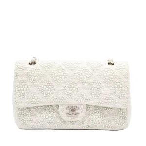 White Pearl Embellished Flap Bag