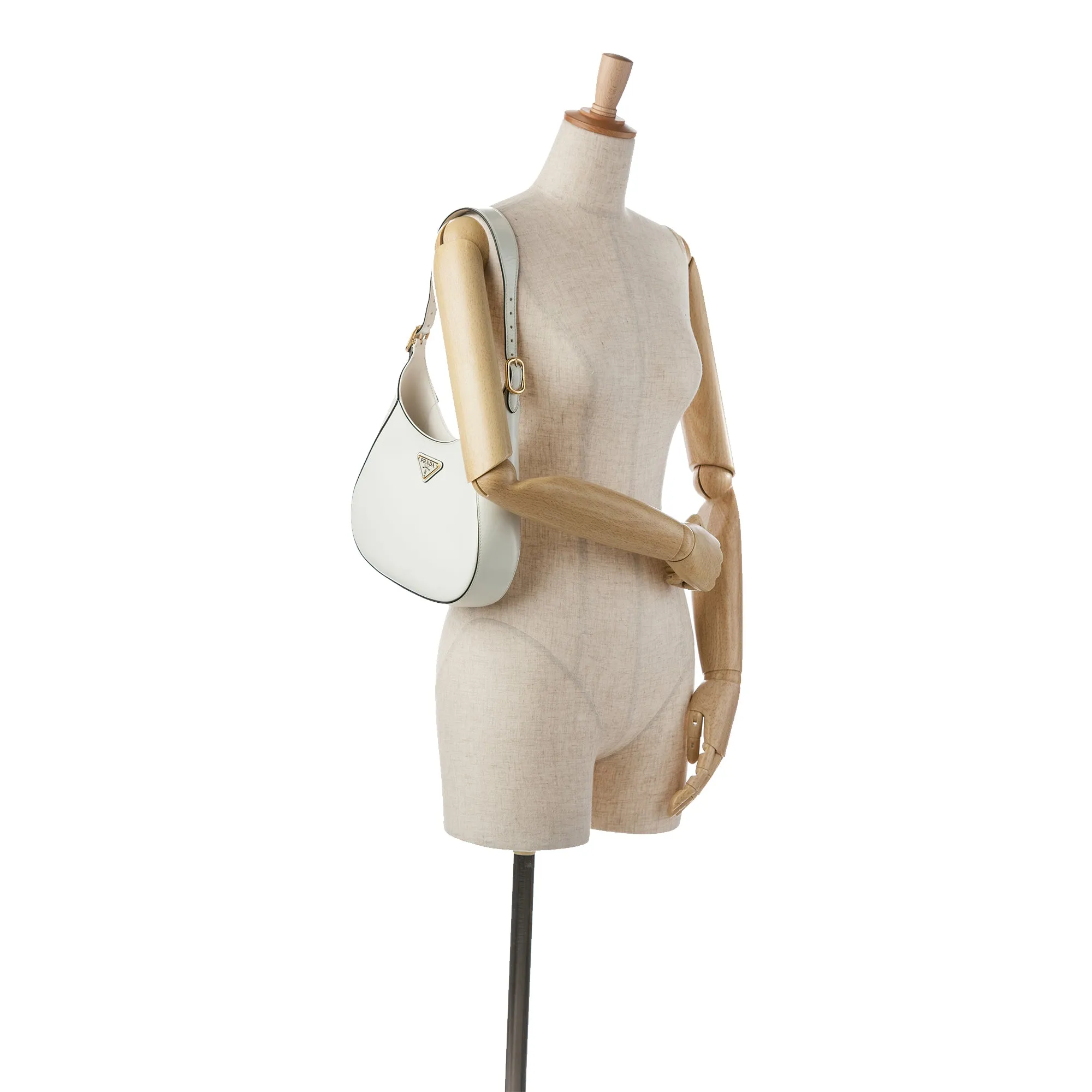 White Prada Spazzolato Cleo Hobo