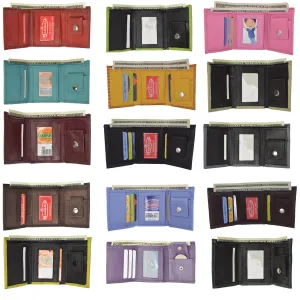 Wholesale Kids Genuine Leather Trifold Wallets Assorted Colors