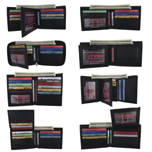 Wholesale RFID Mens Black Premium Leather Bifold Trifold Assorted Wallets