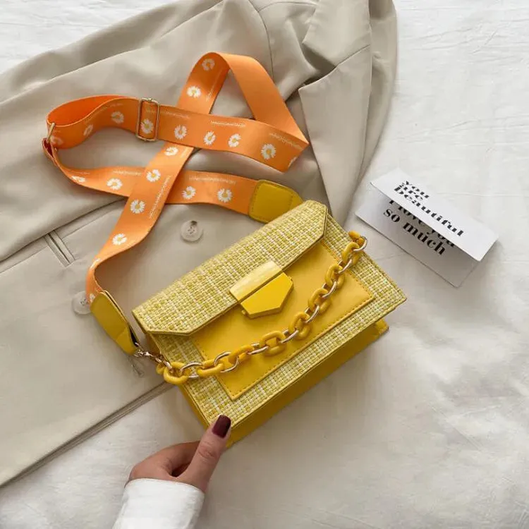 Wide Strap Designer Lady Handbags Fashion Chain Purses