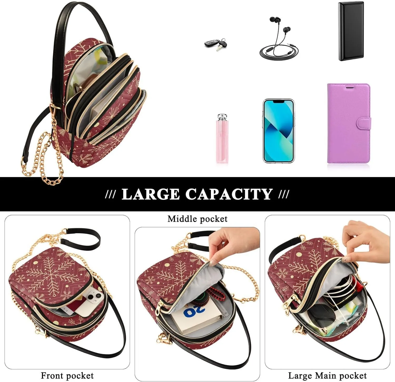 WIHVE Women Small Crossbody Bag Shoulder Bag Handbag with Chain Strap