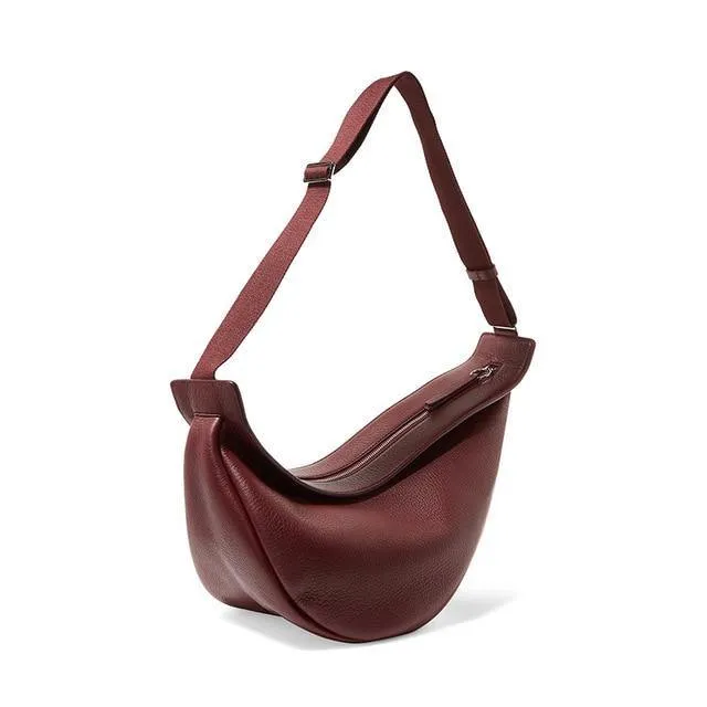 Woman waist bags Wide Single Strap Zipper Half Moon PU Leather Chest Bag