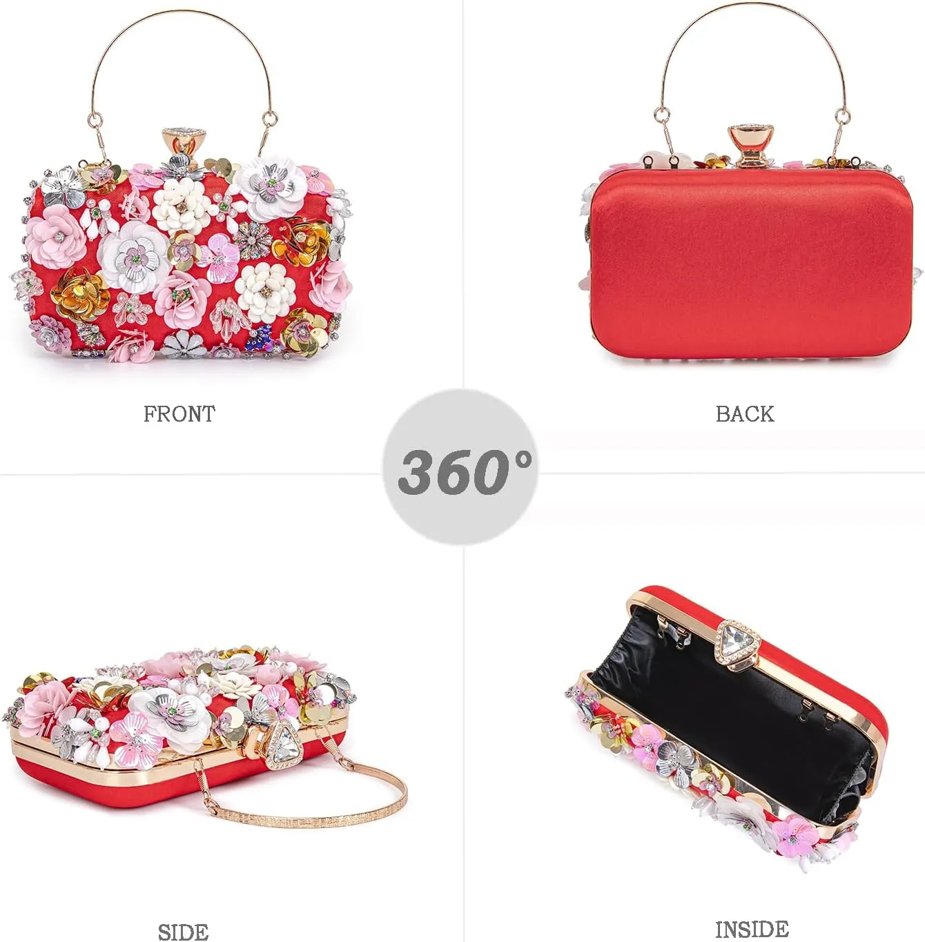 Women Clutches Flower Evening Handbag Chain Strap Shoulder Bag handbag Wedding bag purse
