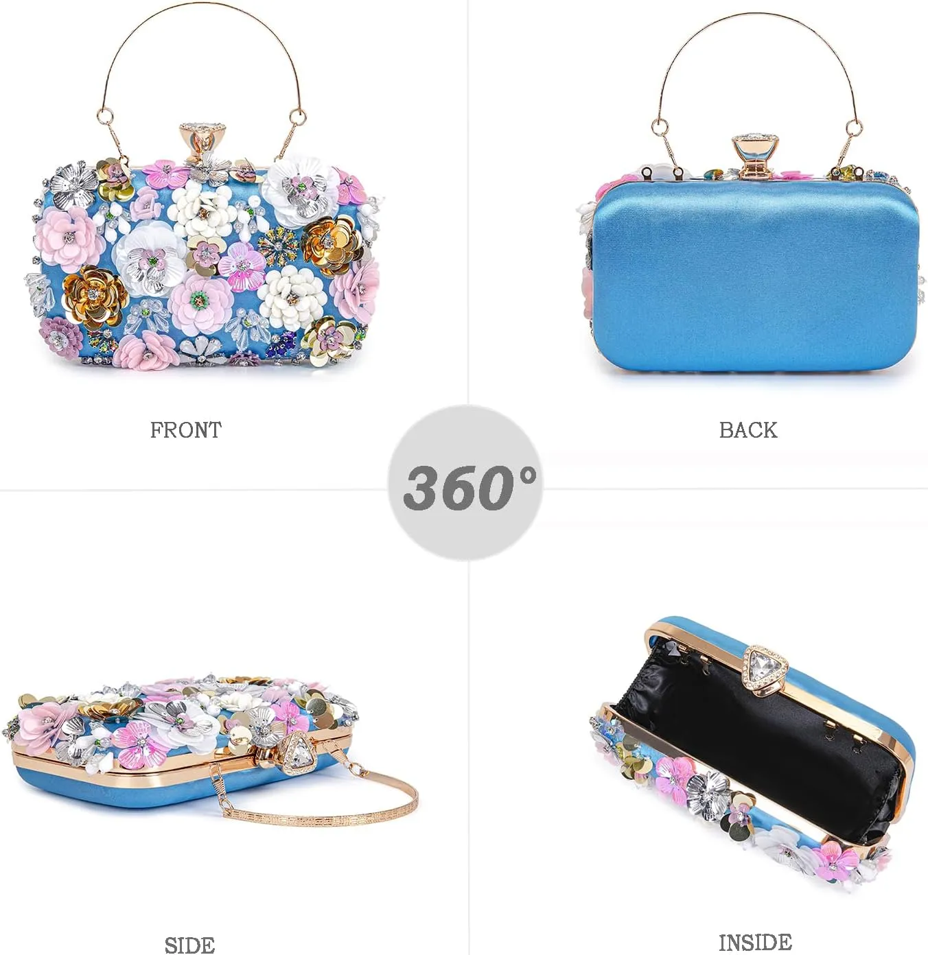 Women Clutches Flower Evening Handbag Chain Strap Shoulder Bag handbag Wedding bag purse