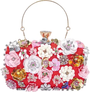 Women Clutches Flower Evening Handbag Chain Strap Shoulder Bag handbag Wedding bag purse