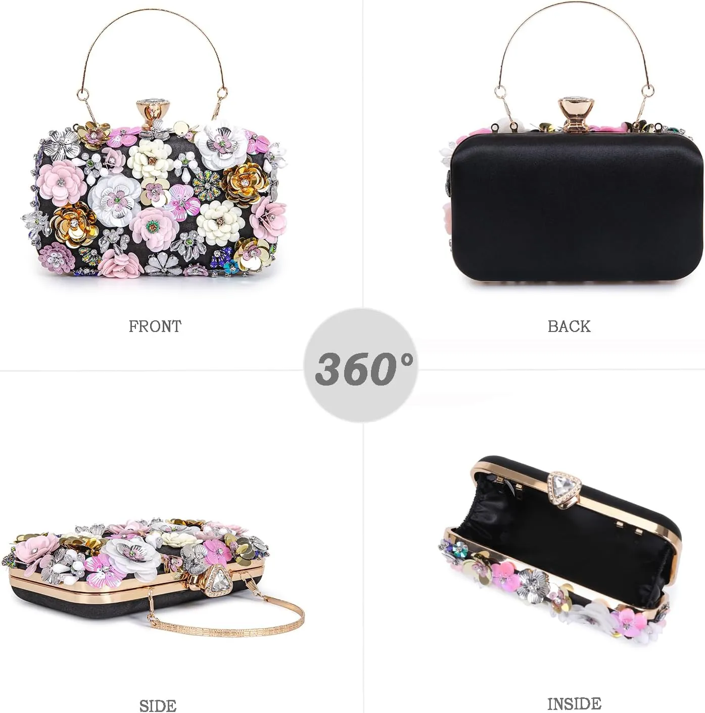 Women Clutches Flower Evening Handbag Chain Strap Shoulder Bag handbag Wedding bag purse