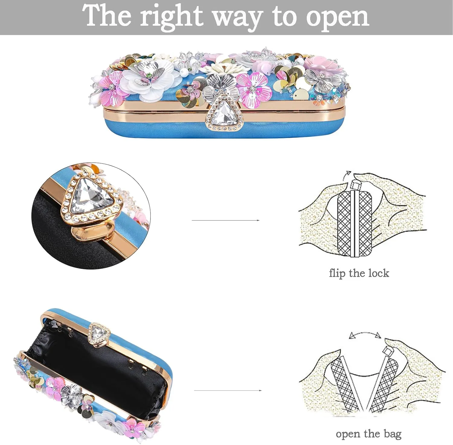 Women Clutches Flower Evening Handbag Chain Strap Shoulder Bag handbag Wedding bag purse