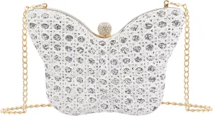Women Elegant Butterfly Clutches Glitter Evening Bag Shoulder Bag Party Wedding Cocktail Prom Handbags