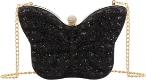 Women Elegant Butterfly Clutches Glitter Evening Bag Shoulder Bag Party Wedding Cocktail Prom Handbags