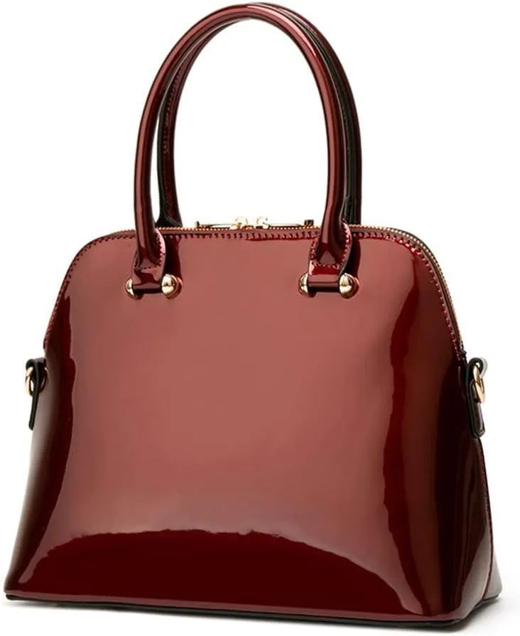 Women Handbag Patent Leather Top Handle Purse Glossy Shoulder Bag Party Satchels