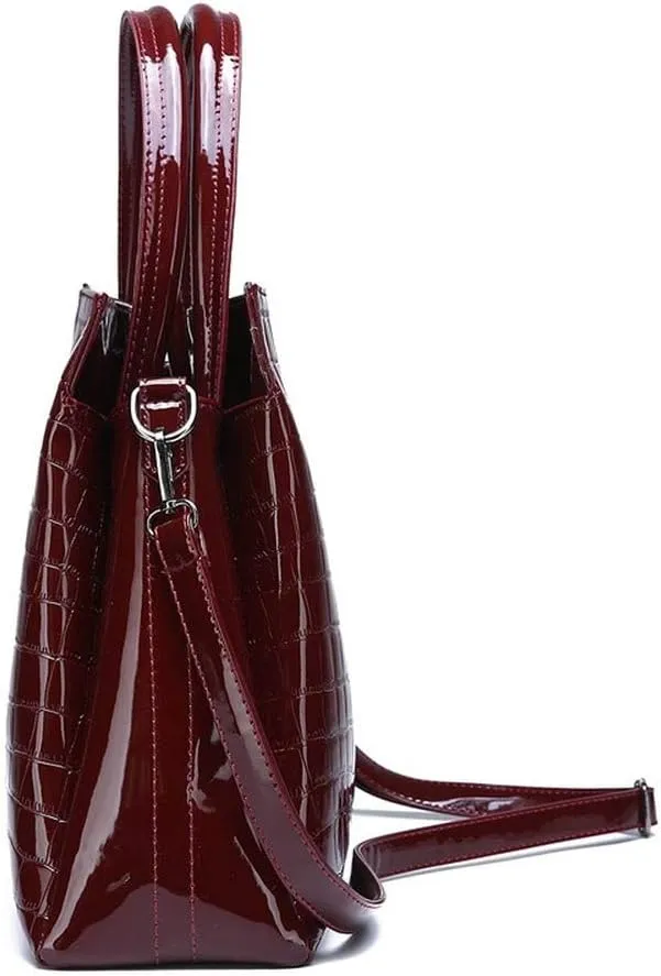 Women Handbags Top Handle Satchel Purse Shoulder Bag Briefcase Hobo Bag Set 2pcs (wine red)