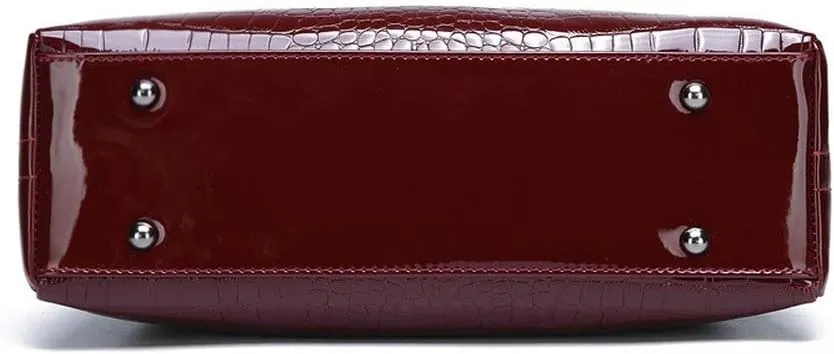 Women Handbags Top Handle Satchel Purse Shoulder Bag Briefcase Hobo Bag Set 2pcs (wine red)