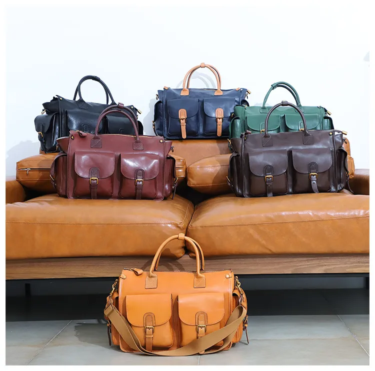 Women Handmade Leather Large Storage Duffle Bags J8785