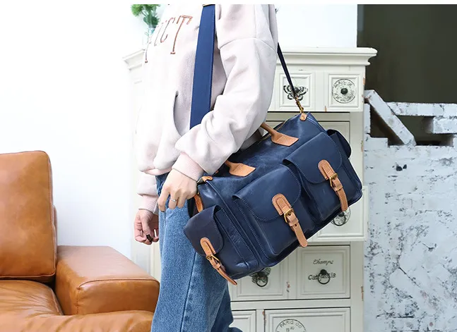 Women Handmade Leather Large Storage Duffle Bags J8785