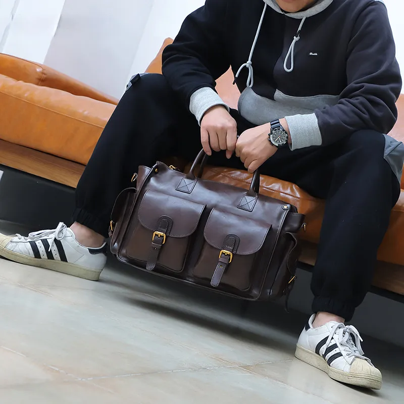 Women Handmade Leather Large Storage Duffle Bags J8785