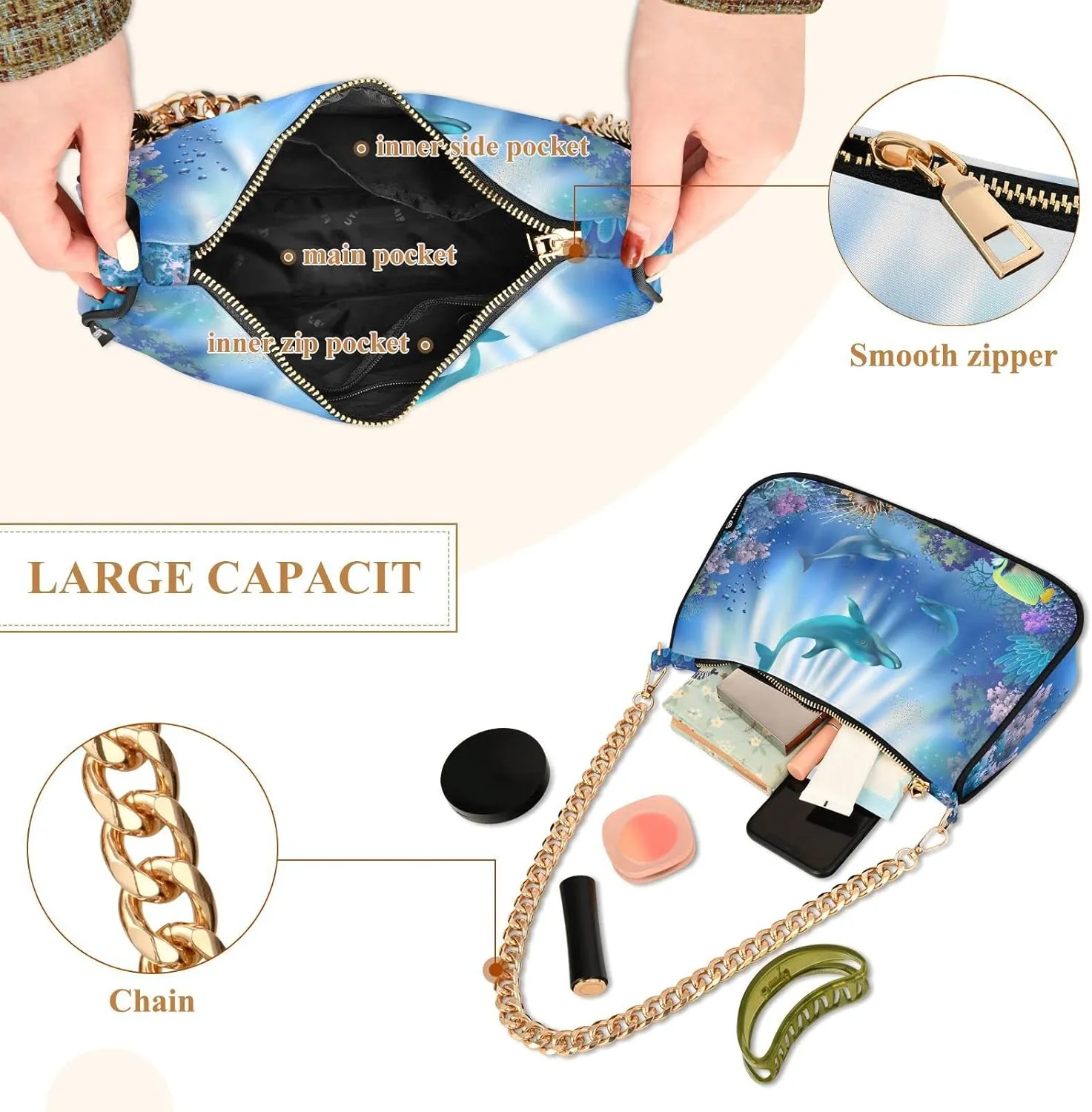 Women Shoulder Bag Crossbody Tote Handbag Chain Bag for Ladies