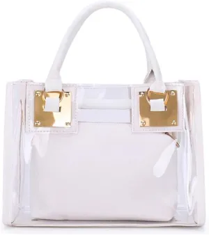 Women Small Jelly Purse and Handbag 2pcs Transparent Top Handle Shoulder Bags Satchel