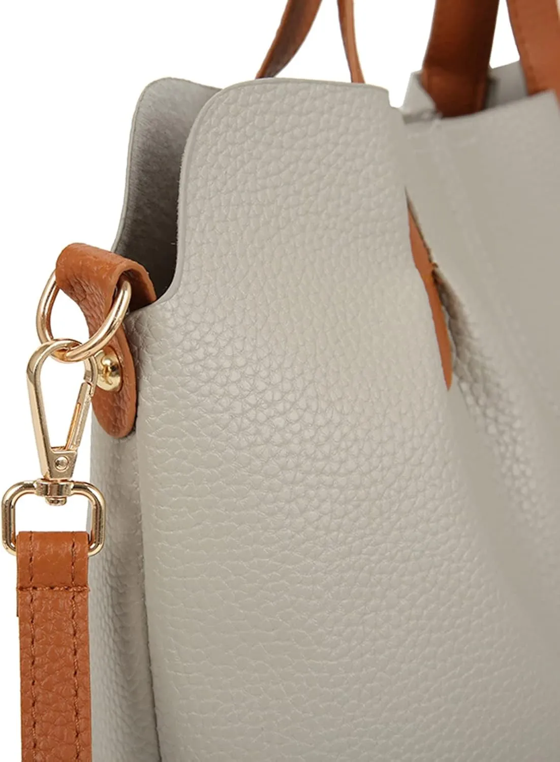 Women's Canvas Tote Bags with Zipper Shoulder Bags Top Handle Satchel Purses Purse and Wallet Set for Women(White)