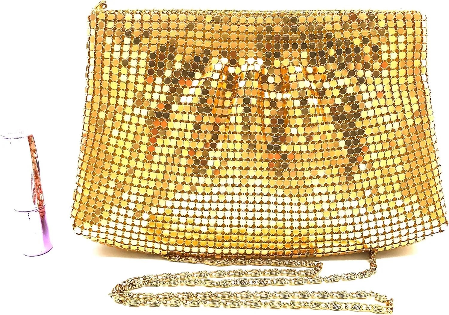 Women's Evening Clutches Metal Mesh Party Purse Bag(Mini,Purple)