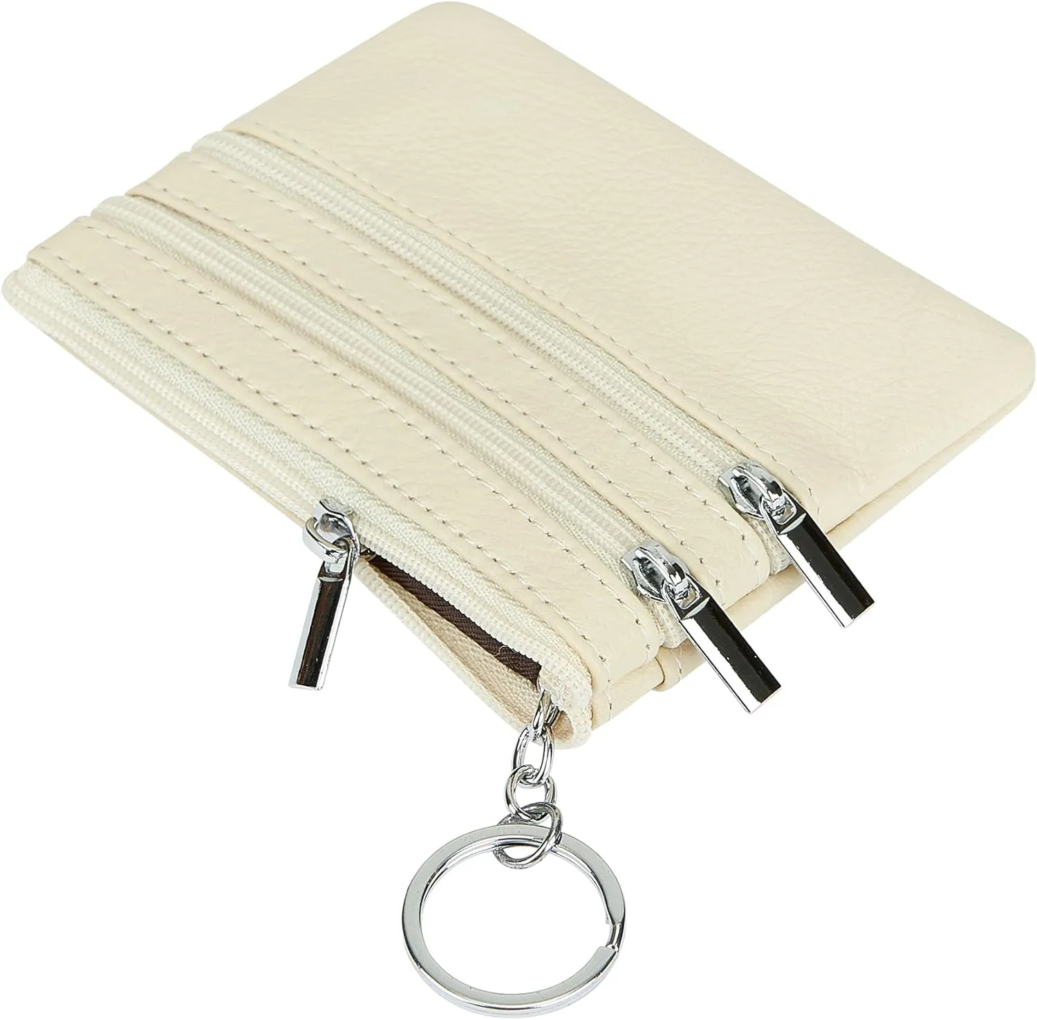 Women's Genuine Leather Coin Purse Mini Pouch Change Wallet with Keychain