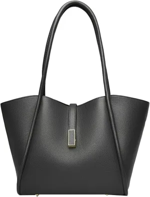 Womens Large Tote Bag Minimalist Vegan Leather Shoulder Purse Work Handbags Satchels 2pcs for Travel Office