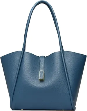 Womens Large Tote Bag Minimalist Vegan Leather Shoulder Purse Work Handbags Satchels 2pcs for Travel Office